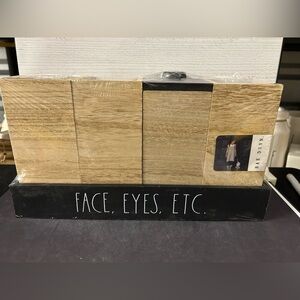 Rae Dunn Natural Wood Organizer with Black Base